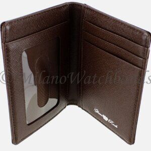 Glam Rock Brown High Quality Saffiano Leather Vertical Double ID Wallet